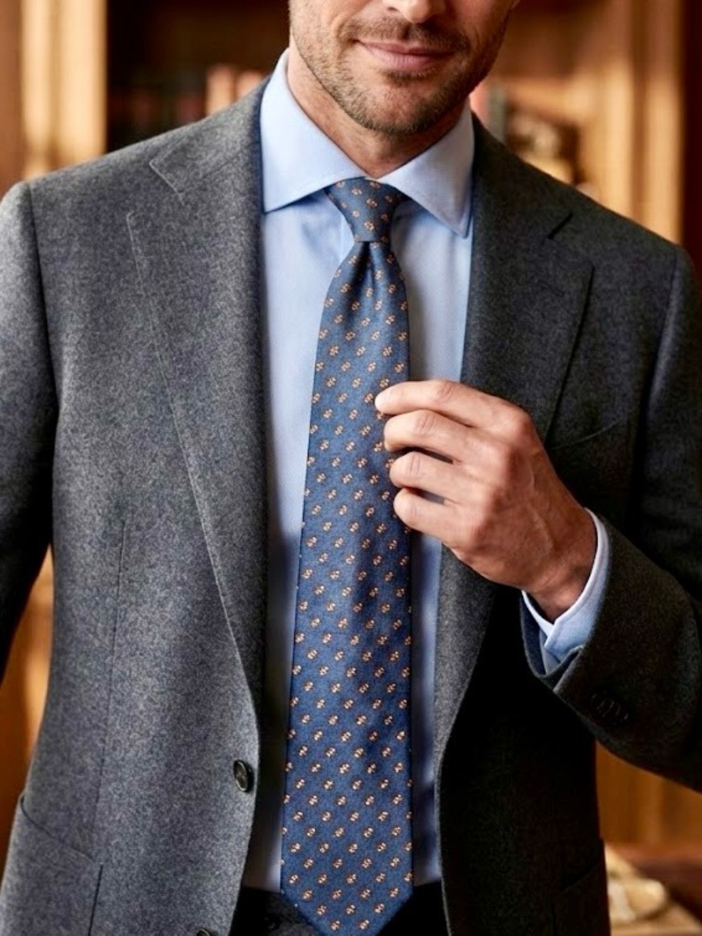 BOSA Hand-Sewn 100% Silk Blue Orange Geometric Tie Necktie Classic Retro